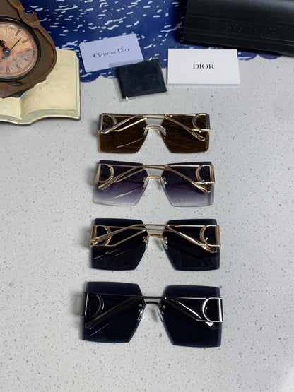 DIOR 30MONTAIGNE S7U SUNGLASSES 578108 IN GOLD METAL BROWN LENSES