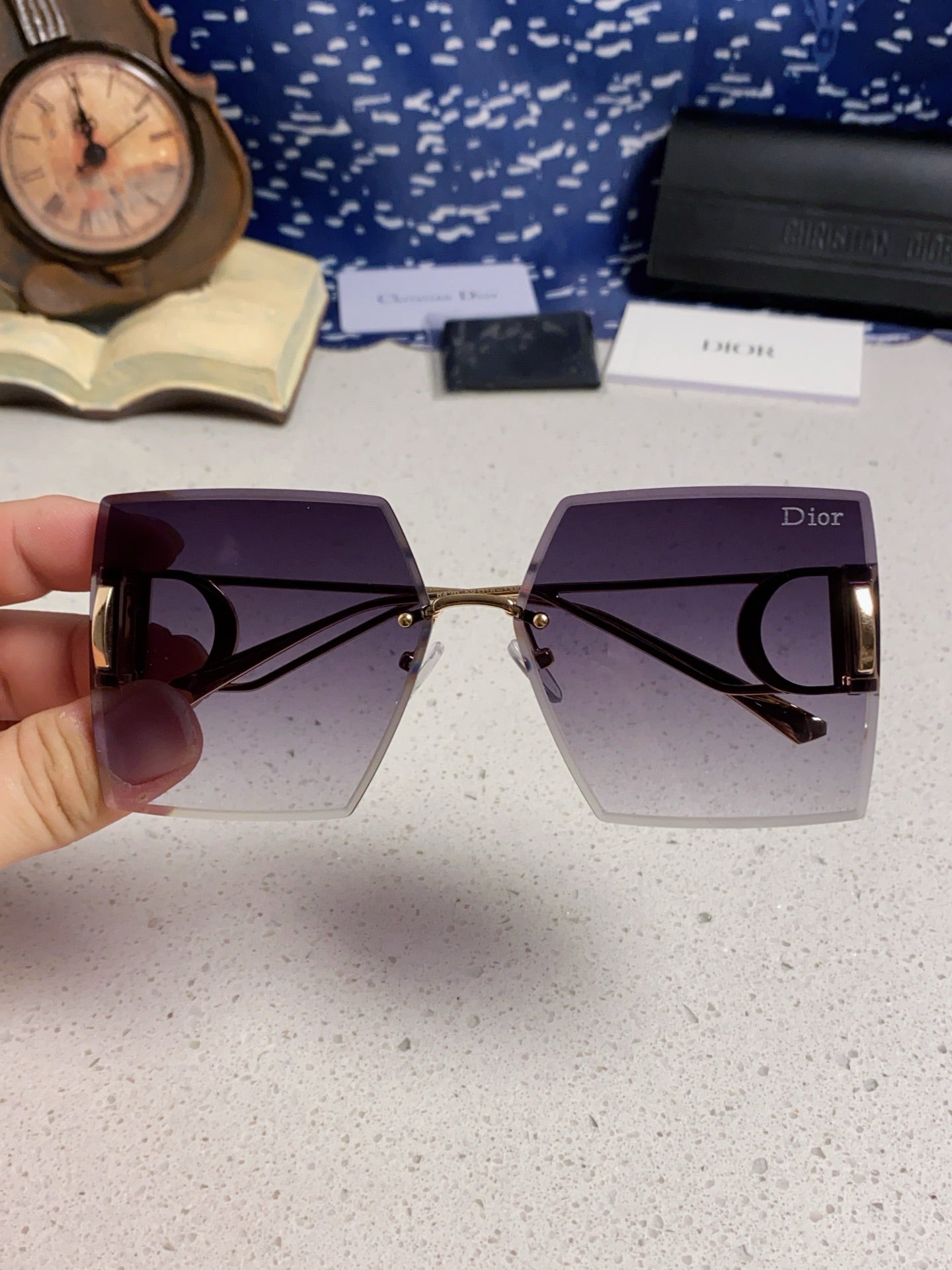 DIOR 30MONTAIGNE S7U SUNGLASSES 578109 IN GOLD METAL GREY SMOKE LENSES