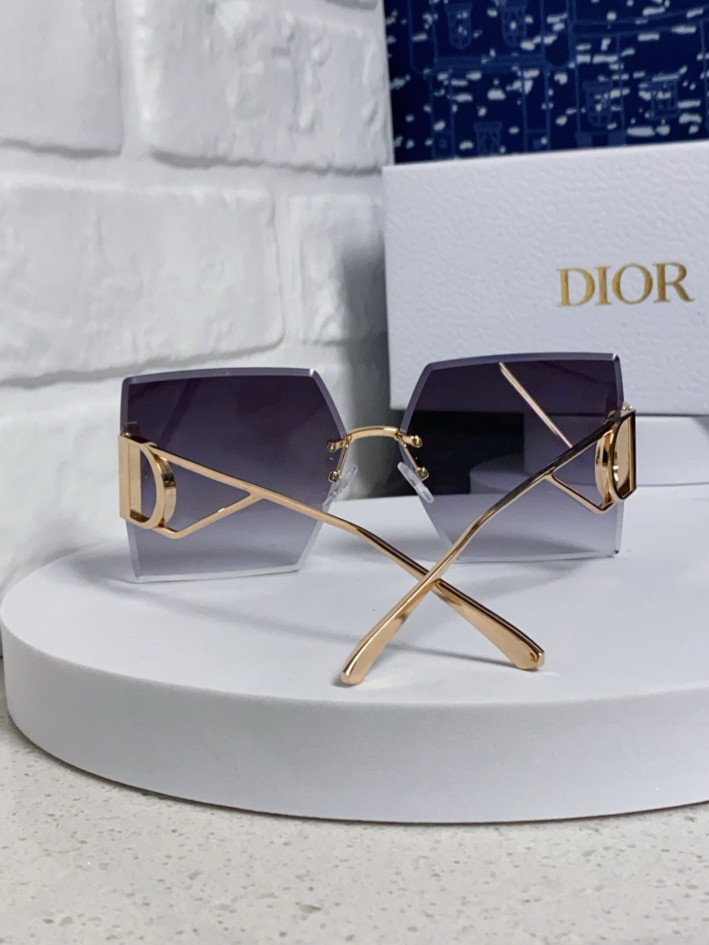 DIOR 30MONTAIGNE S7U SUNGLASSES 578109 IN GOLD METAL GREY SMOKE LENSES