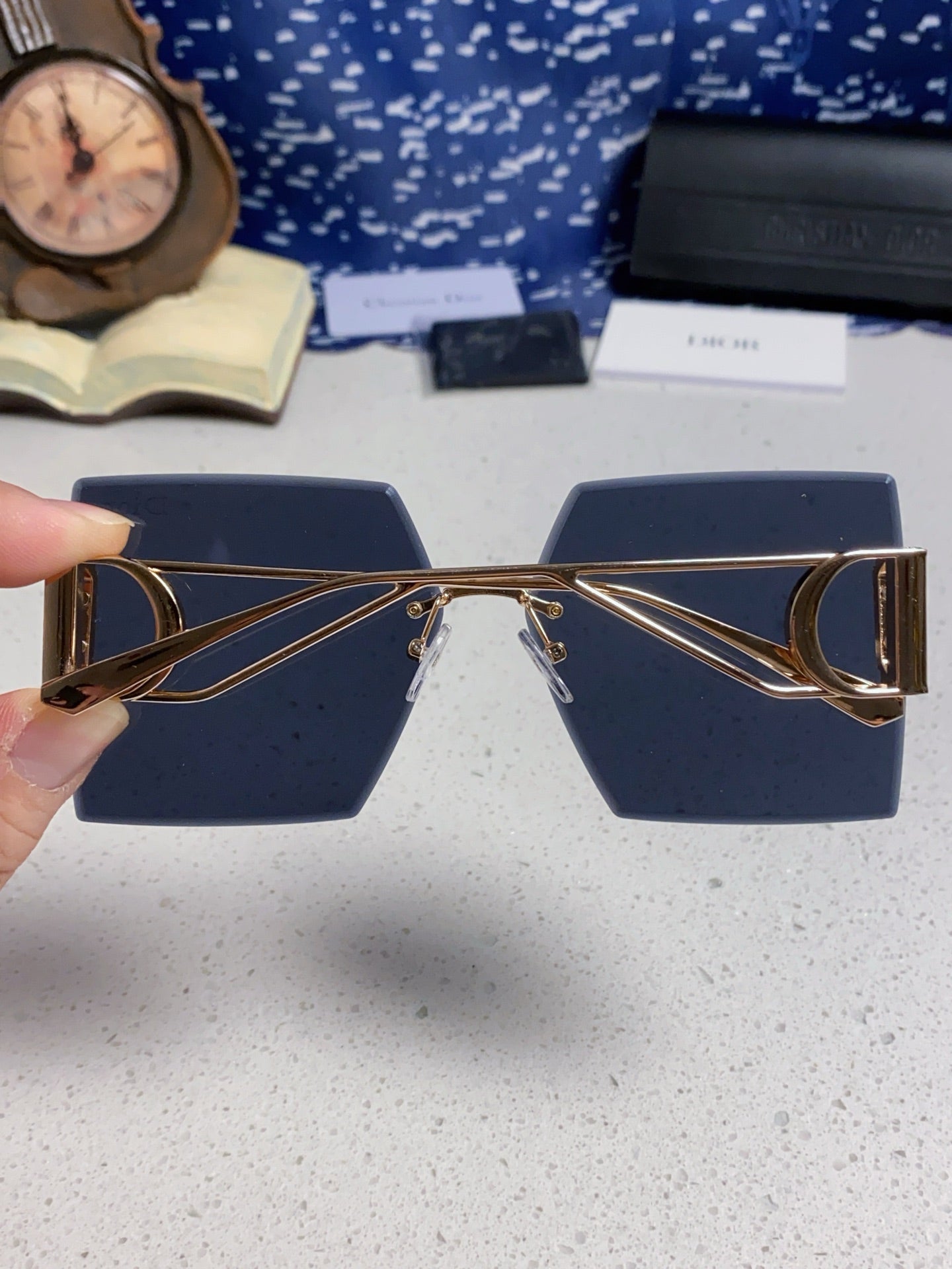 DIOR 30MONTAIGNE S7U SUNGLASSES 578110 IN GOLD METAL GREY LENSES