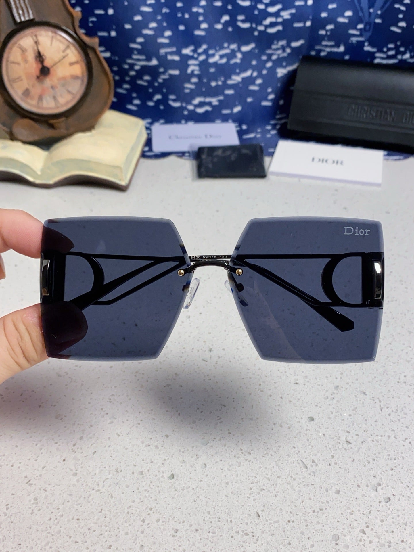 DIOR 30MONTAIGNE S7U SUNGLASSES 578111 IN BLACK METAL GREY LENSES