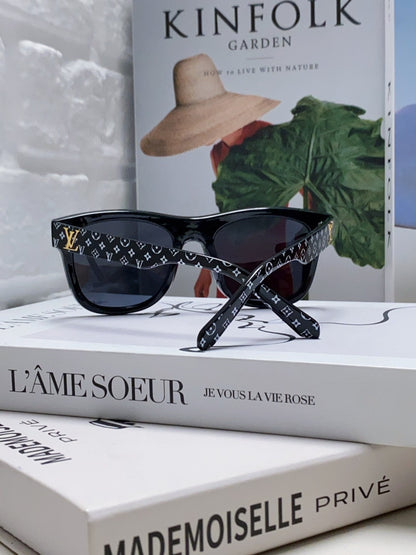 LOUIS VUITTON MONOGRAM SUNGLASSES 581386 IN BLACK ACETATE FRAME
