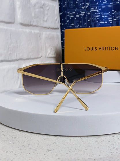 LOUIS VUITTON GOLDEN MASK SUNGLASSES 582734 IN GOLD METAL GREY SMOKE LENSES