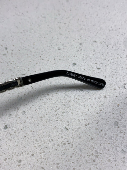 CHANEL SQUARE SUNGLASSES 632032 IN BLACK ACETATE SILVER METAL