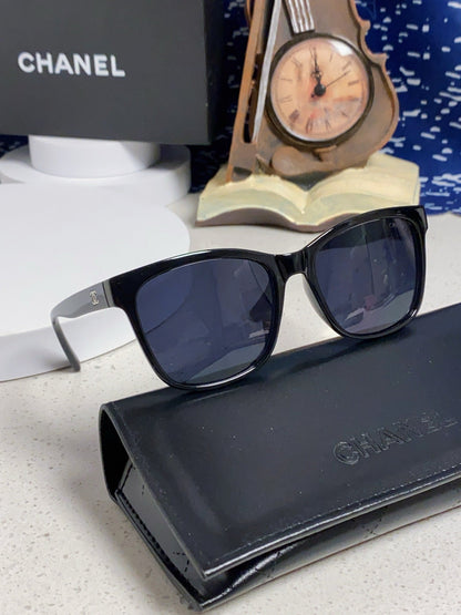 CHANEL SQUARE SUNGLASSES 3392 IN BLACK ACETATE BLACK LENSES