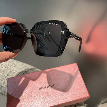 MIU MIU RUNWAY SQUARE SUNGLASSES 513100 IN BLACK ACETATE