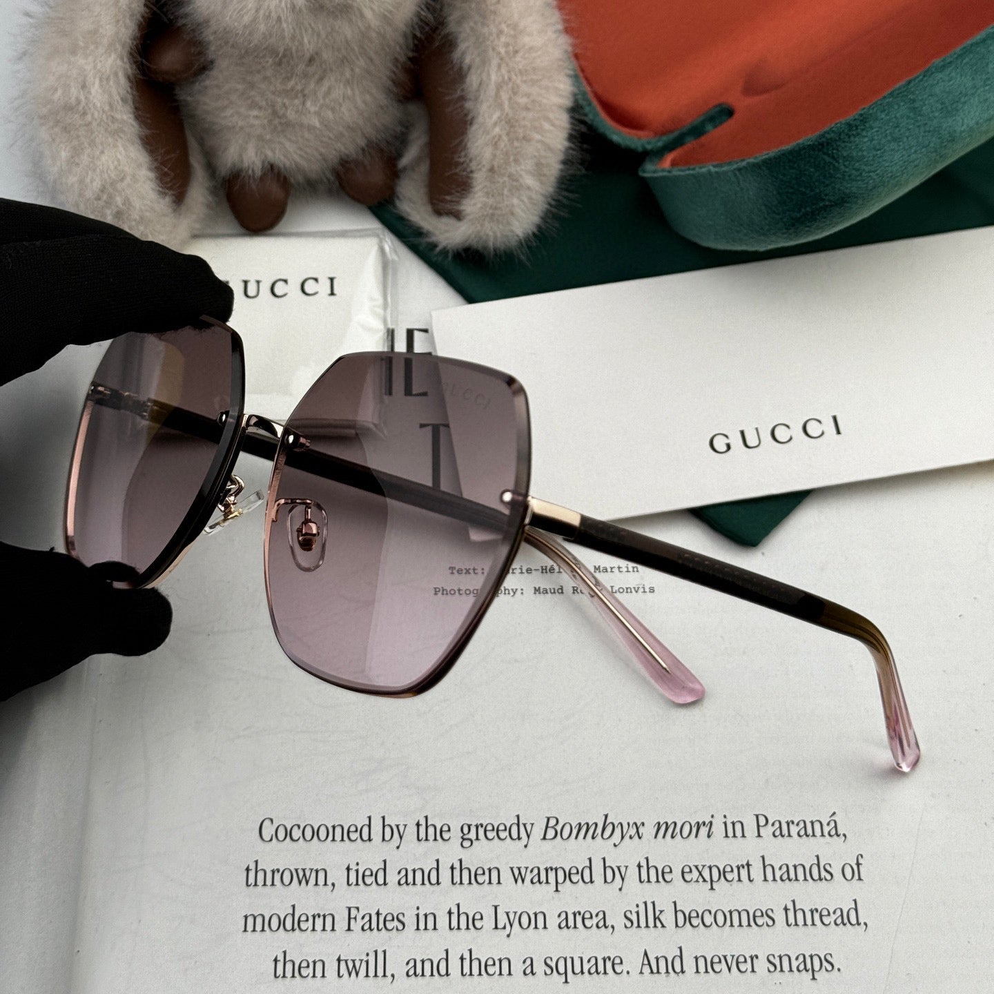 GUCCI RECTANGULAR FRAME SUNGLASSES G0638 IN METAL AND ACETATE