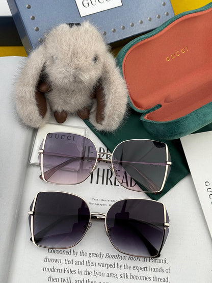 GUCCI OVERSIZED RECTANGULAR FRAME SUNGLASSES G1641 IN METAL