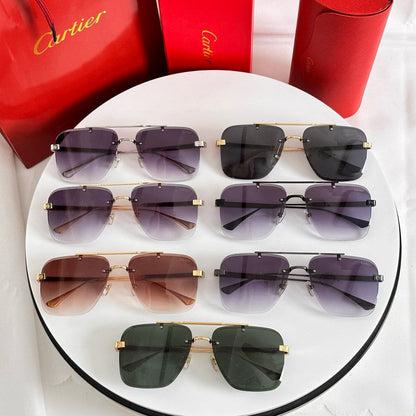 CARTIER SANTOS SQUARE FRAME SUNGLASSES 524492 IN METAL AND WOODEN