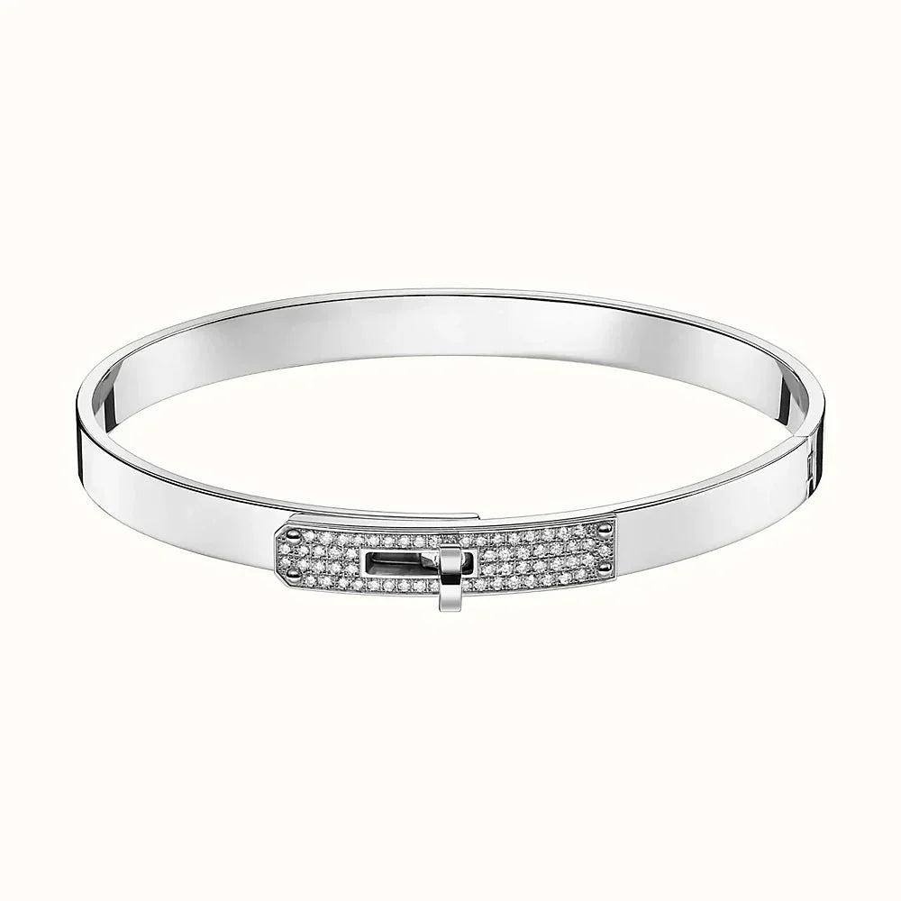 HERMES KELLY SILVER DIAMOND BRACELET