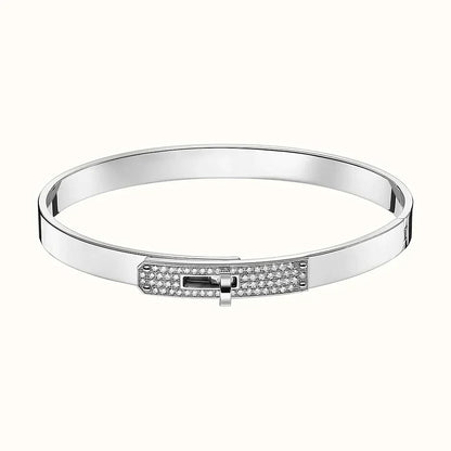 HERMES KELLY SILVER DIAMOND BRACELET