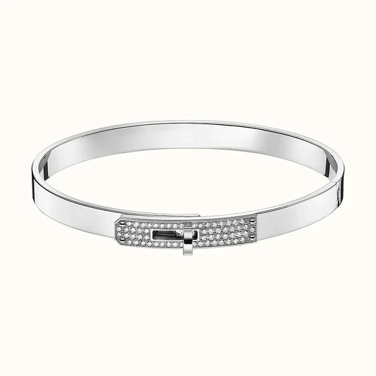 HERMES KELLY SILVER DIAMOND BRACELET