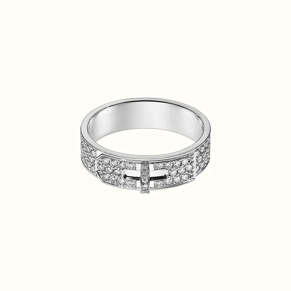 HERMES KELLY SILVER DIAMOND RING