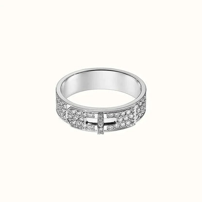 HERMES KELLY SILVER DIAMOND RING