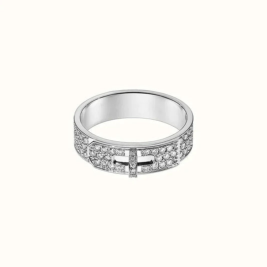 HERMES KELLY SILVER DIAMOND RING