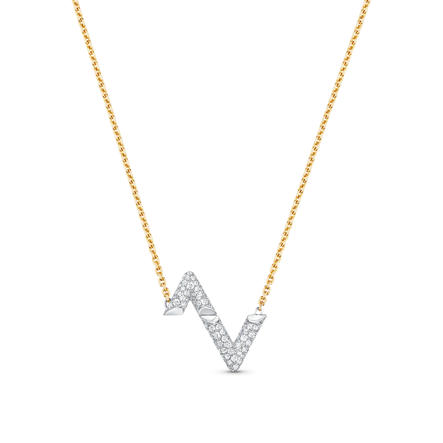 LOUIS VUITTON VOLT SILVER DIAMOND PEDANT NECKLACE