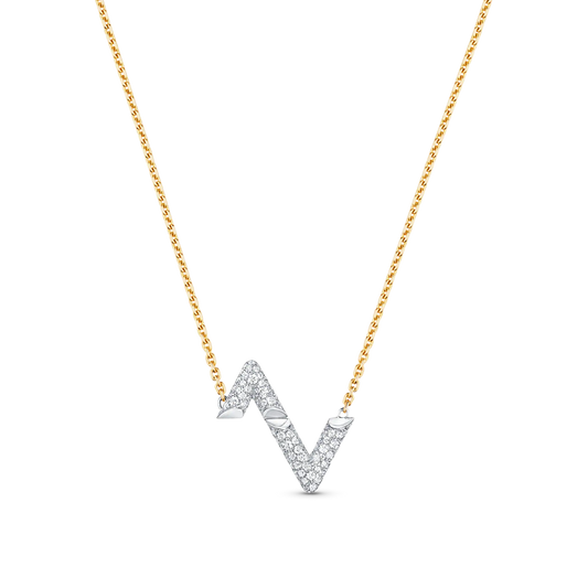 LOUIS VUITTON VOLT SILVER DIAMOND PEDANT NECKLACE