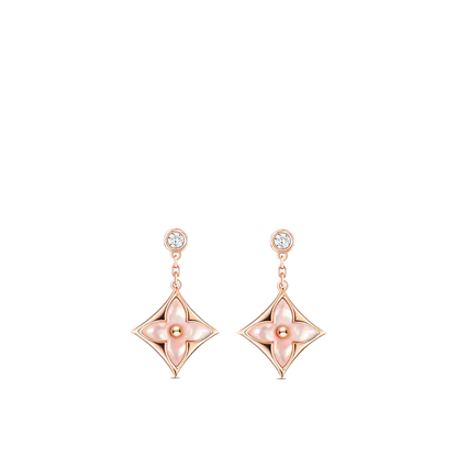 LOUIS VUITTON DOUBLE STAR PINK GOLD MOP DROP EARRINGS
