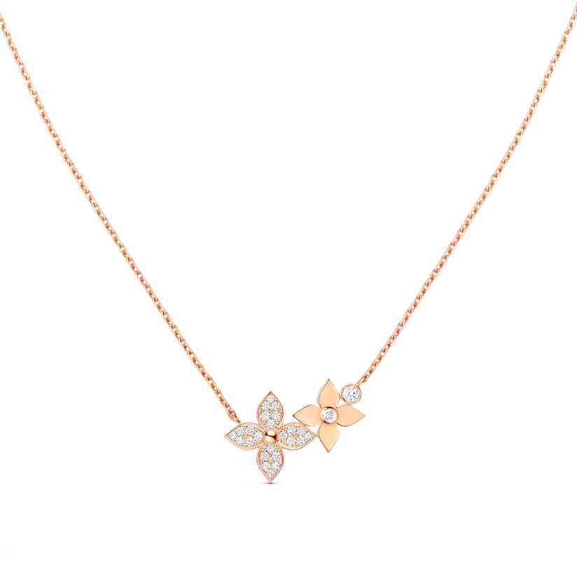 LOUIS VUITTON STAR BLOSSOM NECKLACE PINK GOLD DIAMONDS