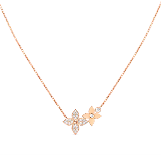 LOUIS VUITTON STAR BLOSSOM NECKLACE PINK GOLD DIAMONDS
