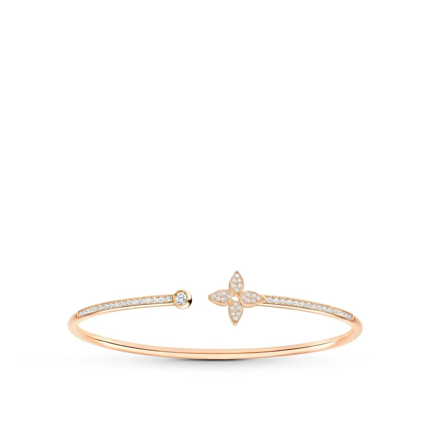 LOUIS VUITTON IDYLLE PINK GOLD OPEN BRACELET DIAMOND PAVED