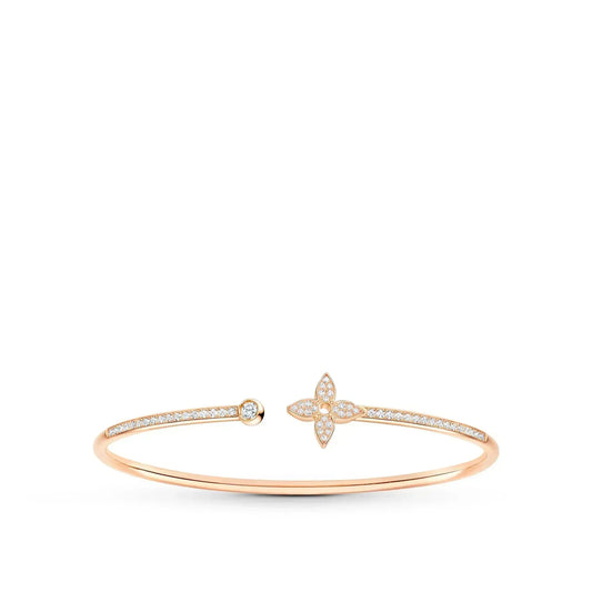 LOUIS VUITTON IDYLLE PINK GOLD OPEN BRACELET DIAMOND PAVED