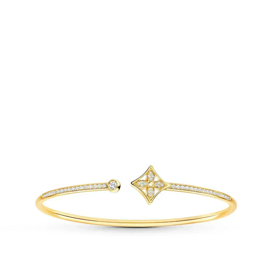LOUIS VUITTON IDYLLE GOLD OPEN BRACELET DIAMOND PAVED