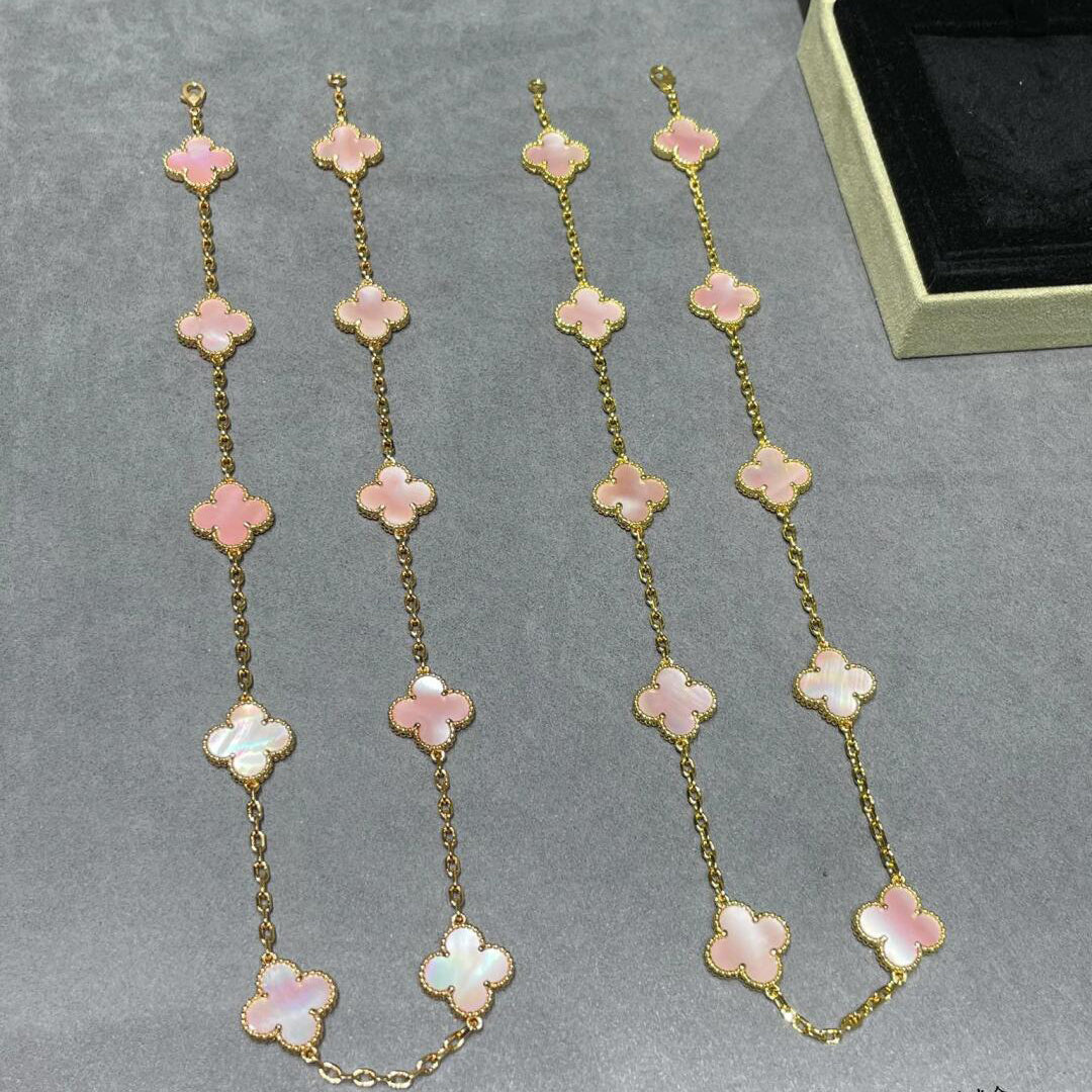 VCA CLOVER 10 MOTIFS PINK MOP NECKLACE