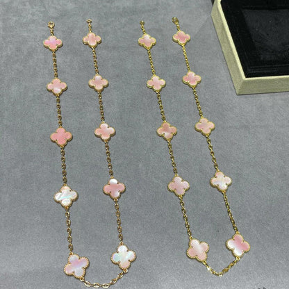 VCA CLOVER 10 MOTIFS PINK MOP NECKLACE