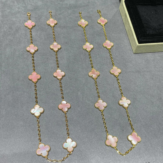 VCA CLOVER 10 MOTIFS PINK MOP NECKLACE