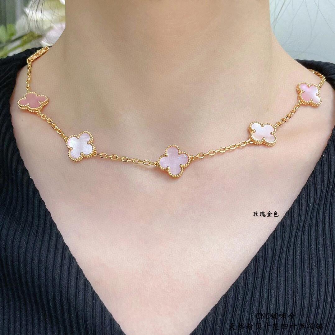 VCA CLOVER 10 MOTIFS PINK MOP NECKLACE