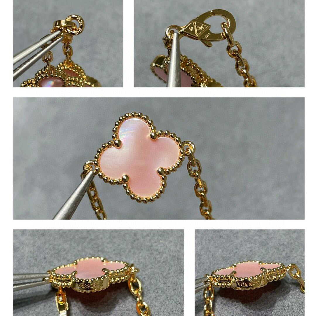 VCA CLOVER 10 MOTIFS PINK MOP NECKLACE