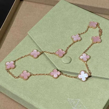VCA CLOVER 10 MOTIFS PINK MOP NECKLACE