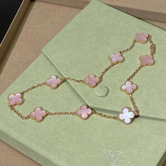 VCA CLOVER 10 MOTIFS PINK MOP NECKLACE