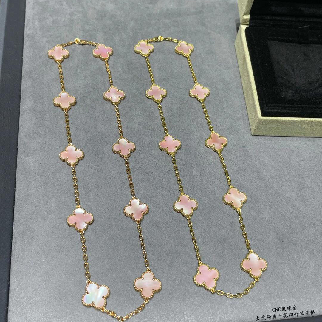 VCA CLOVER 10 MOTIFS PINK MOP NECKLACE