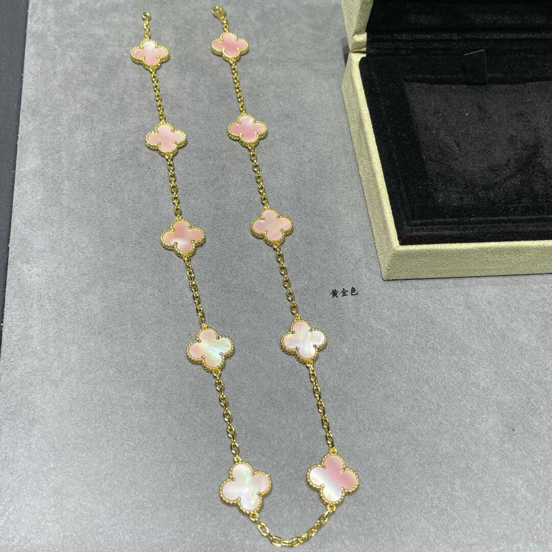 VCA CLOVER 10 MOTIFS PINK MOP NECKLACE