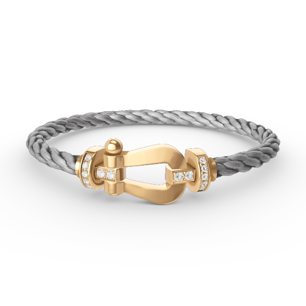 FRED FORCE LARGE HORSESHOE HALF DIAMOND BRACELET GOLD