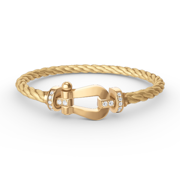 FRED FORCE LARGE HORSESHOE HALF DIAMOND BRACELET GOLD