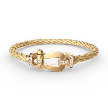 FRED FORCE LARGE HORSESHOE HALF DIAMOND BRACELET GOLD