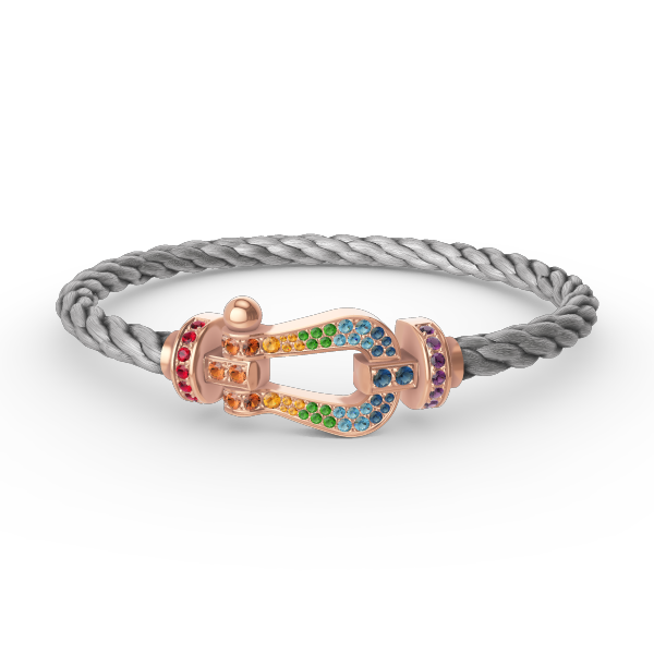 FRED FORCE LARGE HORSESHOE COLORED DIAMOND BRACELET ROSE GOLD