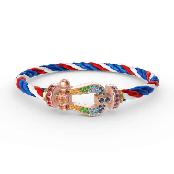 FRED FORCE LARGE HORSESHOE COLORED DIAMOND BRACELET ROSE GOLD