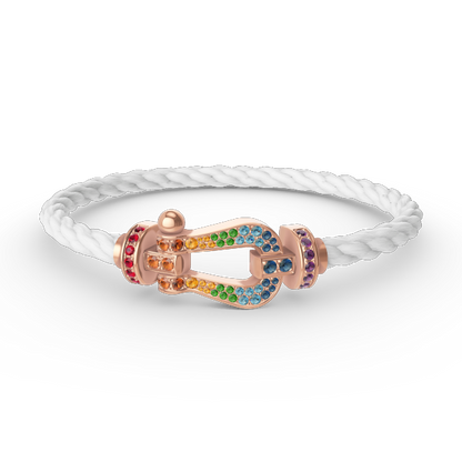 FRED FORCE LARGE HORSESHOE COLORED DIAMOND BRACELET ROSE GOLD