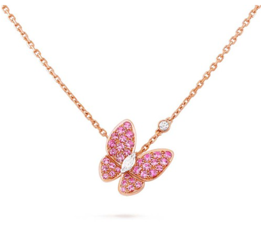 VCA BUTTERFLY RED DIAMOND ROSE GOLD NECKLACE