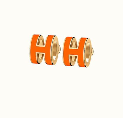HERMES MINI POP H EARRINGS ORANGE