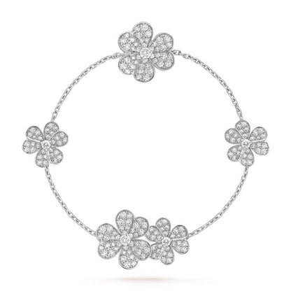 VCA FRIVOLE SILVER 5 FLOWERS BRACELET