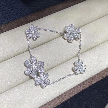 VCA FRIVOLE SILVER 5 FLOWERS BRACELET