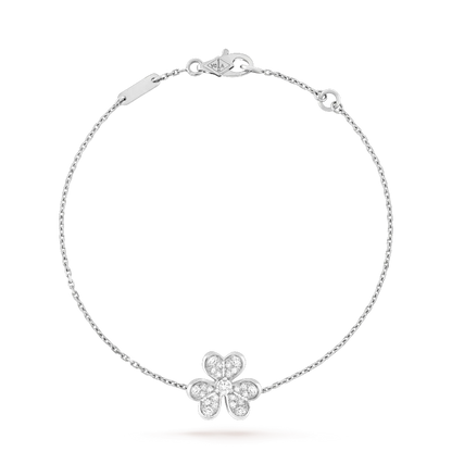VCA FRIVOLE SILVER FLOWER DIAMOND BRACELET