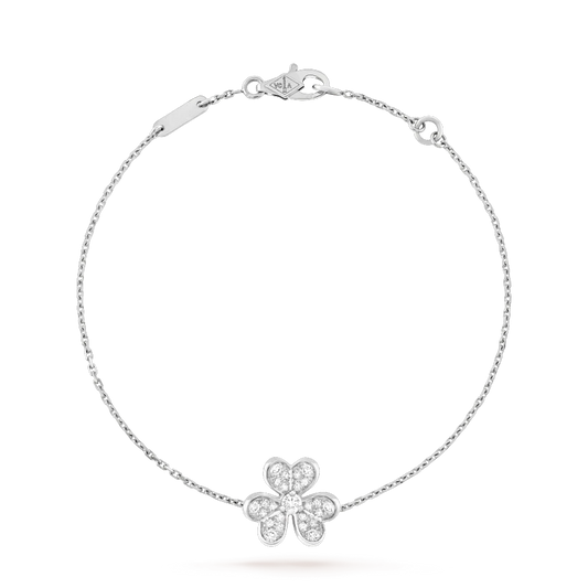 VCA FRIVOLE SILVER FLOWER DIAMOND BRACELET