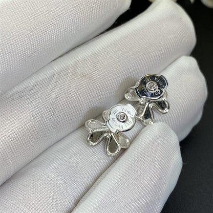 VCA FRIVOLE MINI SILVER FLOWER EARRINGS