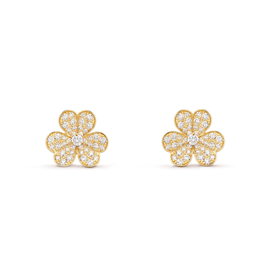 VCA FRIVOLE GOLD FLOWER DIAMOND EARRINGS
